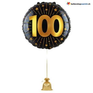 100. Geburtstag Folienballon Golden Celebrations Schwarz Gold
