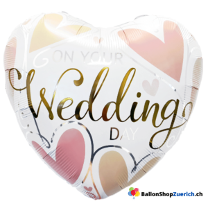 ON YOUR Wedding DAY Herzen Gold Rosa Herz Ballon LOVE Folienballon Dekoration Hochzeit