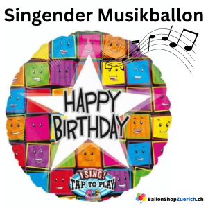 Grosser singender Folienballon Happy Birthday Smiley – Geburtstag Party Ballon Baby Decors Kin
