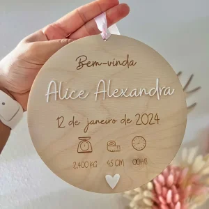 Plaquinha de nascimento para bebé