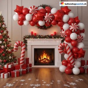 Ballon Girlande Weihnachten Rot Weiss 138-teilig
