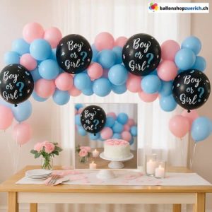 Ballongirlande Deko-Set Boy or Girl ? 200cm – Junge/Mädchen Baby-Dusche Dekorationen Luftballo