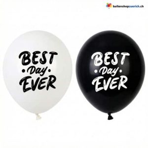 Best Day Ever Latex Ballon Weiss Schwarz