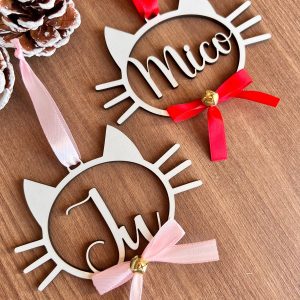 Bola de natal "Gatinho" com nome personalizado