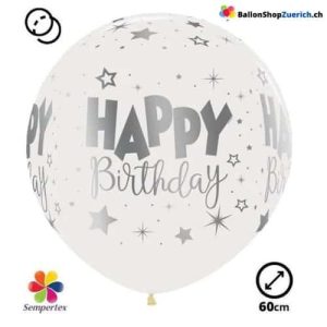 Grosser Sternen Happy Birthday Ballon Silber Transparent Natur Kautschuk Latex Luftballon Dekoration