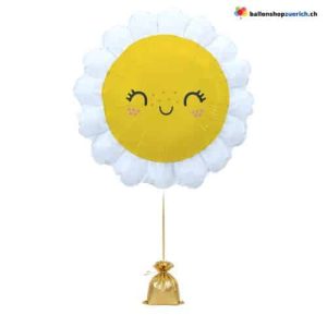 Gänseblümchen Baby Smiley Folienballon Weiss Gelb