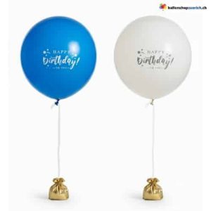 Geburtstag Ballon Happy Birthday Blau Weiss 60cm