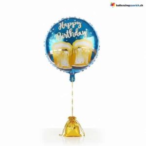 Bier Ballon Happy Birthday Luftballon Prost Blau
