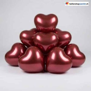 Herzballons Rubin Rot Double Latex 25 cm