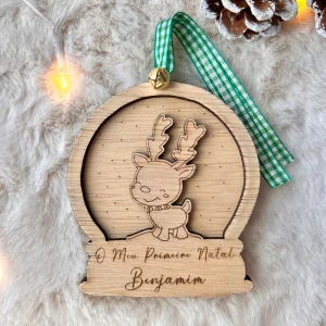 Bola de Natal em madeira "O Meu Primeiro Natal"