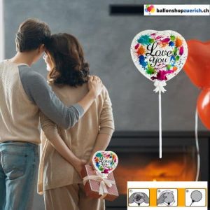 Kleiner mini Folieballon “I LOVE YOU Color” Luftballon als Tischdekoration, als Dekorati