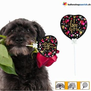 Kleiner mini Folieballon “I LOVE YOU Herzchen” Luftballon als Tischdekoration, als Dekor