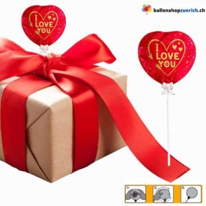 Mini Folienballon „I LOVE YOU“ Rot-Gold – Romantisches Extra für, Blumensträusse & Geschenke