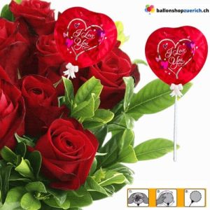Kleiner mini Folieballon “I LOVE YOU Rot” Luftballon als Tischdekoration, als Dekoration