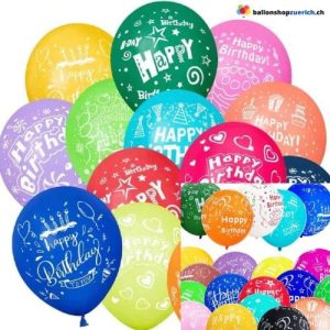Festliche Happy Birthday Luftballons im 6er- oder 50er-Pack: Bunte Dekoration