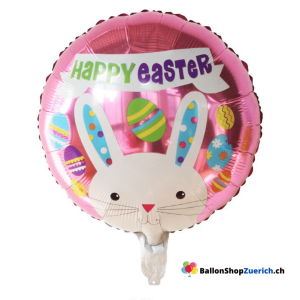 Happy Ostern Hase Eier Pink Dekoration Folienballon Geschenk Luftballon Heliumballon