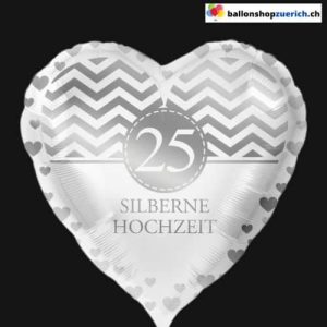 Luftballon 25 Jahre Silberne Hochzeit Folie HAPPY ANNIVERSARY – JAHRESTAG –  FROHES JUBI