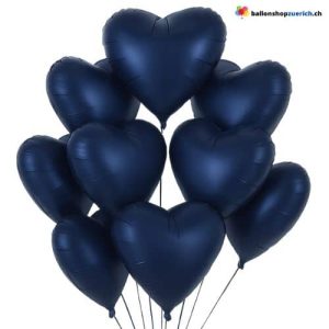 Luftballon Herz Metall Blau Medium Folie Heliumballon – Liebe Hochzeit Geburtstag Party Luftba