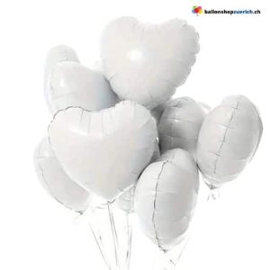 Luftballon Herz Weiss/Hellgrau Medium Folie Heliumballon – Liebe Hochzeit Geburtstag Party Luf