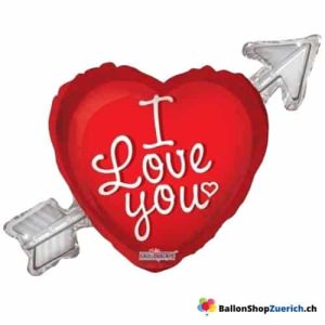 Luftballon I Love You Pfeil Herzballon Rot – Love Liebe Verlobung Marry me Hochzeit Geburtstag