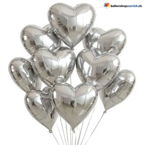 Luftballon grosses Herz Silber Love Liebe Verlobung Marry me Hochzeit Geburtstag Valentinstag Party