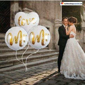 Luftballons 3er Set Mr & Mrs Love Braut und Bräutigam Romantik Hochzeitskleid Folie Hochzeit De