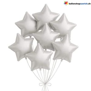 Luftballons Metallic Silber Medium Sterne Folie Heliumballons