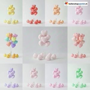 Macaron Pastell Herz Latex Ballons 25 cm 10-Set