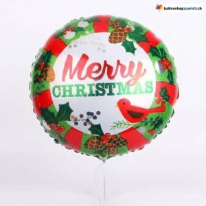 Merry Christmas Kranz Folienballon Rot Grün