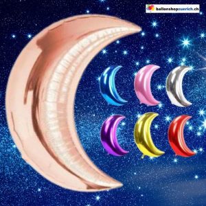 Mond Folienballon Silber Blau Gold Rot Rosa Pink Violett Roségold 71cm