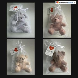 Säckchen mit Bär & „I Love You“ Karte — Geschenk / Ballongewicht