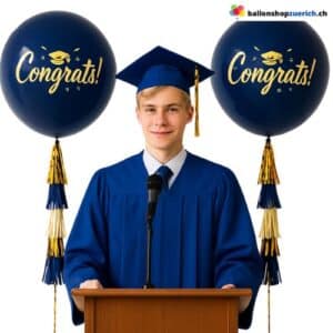 Abschluss 2025 Set 2 Grosse Latex Kautschuk Ballons mit Tassels Abschluss Herzlichen Abschlussfeier