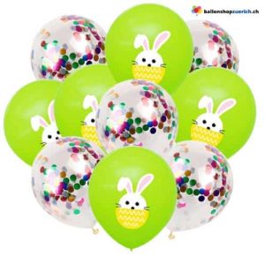 Set Kaninchen Latex Ballons Bunny Luftballons für Kinder Geburtstagsfeier Ostern Dekoration Konfetti