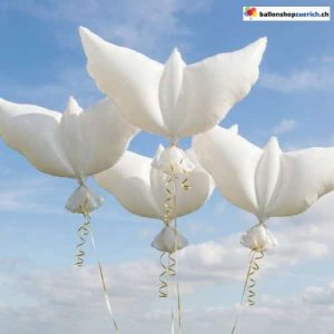 Tauben Folienballons Set 5 Stück Weiss 104 cm