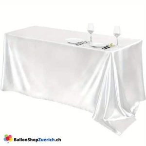 Tischdecke Weiss Satin Stoff Tischtuch