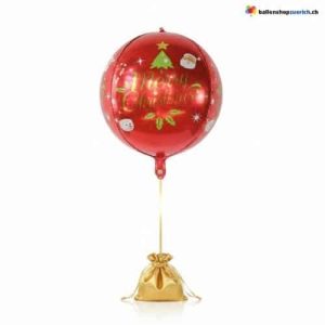 Weihnachtsballon Rot Kugel 4D Merry Christmas 55cm