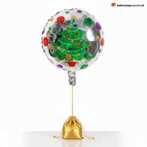 Weihnachtsballon Silber Tannenbaum Bunt Christbaum Deko