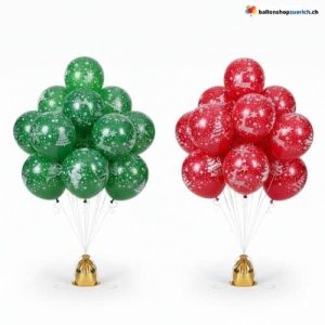 Weihnachtsballons Rot Grün Motive 5er Set