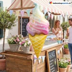 Glace Folienballon Eis Cornet Regenbogen 95 cm