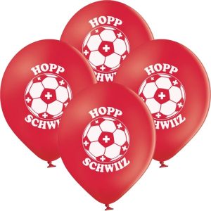 6 Stück Set “Hoop Schwiiz” Schweiz Fussball EM WM Latex Natur Kautschuk Luftballons Ball