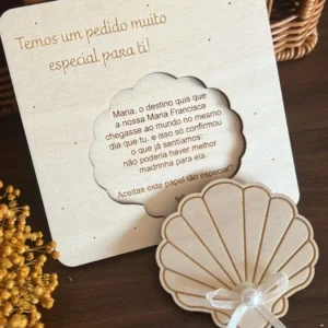 Convite para Padrinhos Destacável Formato Concha
