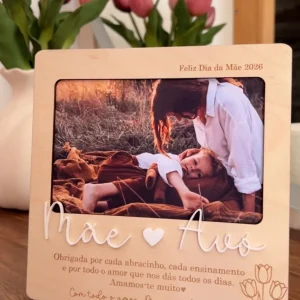 Moldura Dia da Mãe com Foto e Mensagem – Presente original para Mãe em Madeira