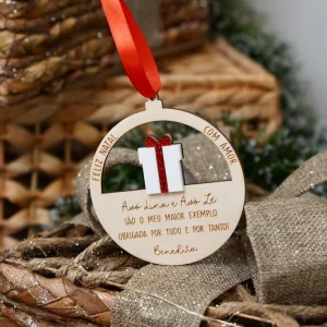 Pendente de Natal em Bétula – Presente com Acrílico | Lembrança Natal Emocional para Família, Avós & Madrinhas